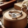 Anillo solitario de oro blanco con diamante