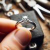 Anillo solitario de oro blanco con diamante