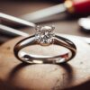 Anillo solitario de oro blanco con diamante