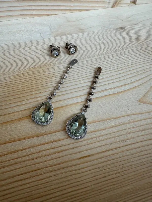 Pendientes de oro blanco con amatista y brillantes